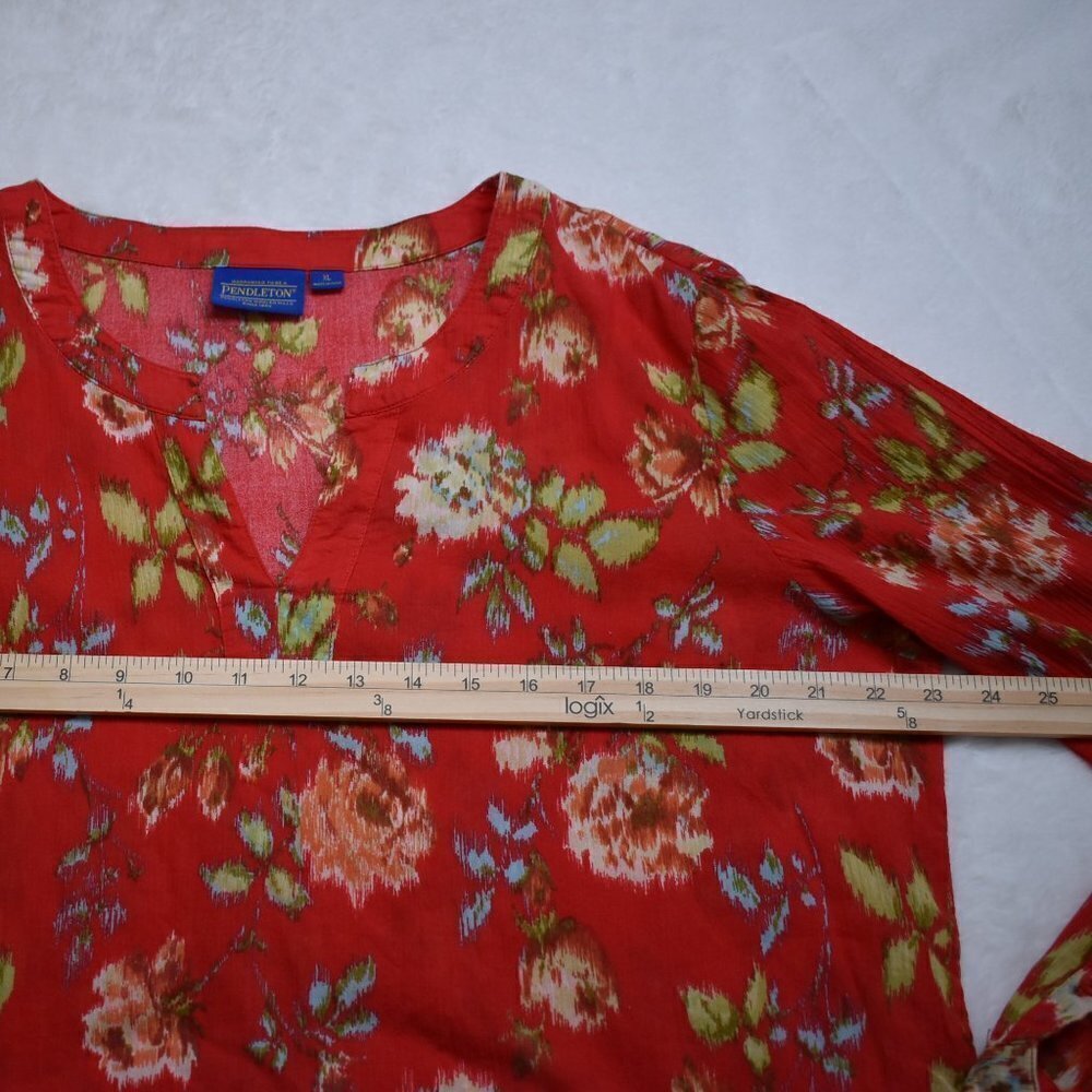 Pendleton Floral Blouse Sz XL 100% Cotton Peasant Cottagecore Whimsygoth - Picture 12 of 15